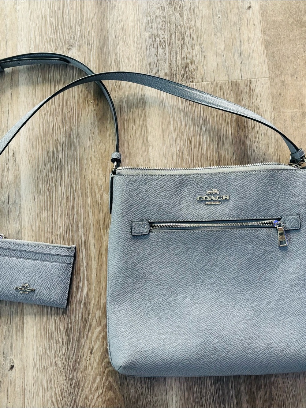 Coach Twilight blue crossbody purse with matching wallet